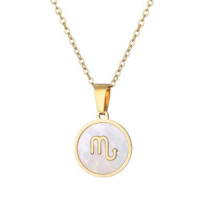 Adornia Tarnish Resistant 18k Gold Plated Mother of Pearl Zodiac Necklace - 1 of 2