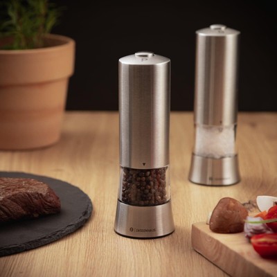 Gera Stainless Steel and Acrylic Electric Salt Mill with LED Light