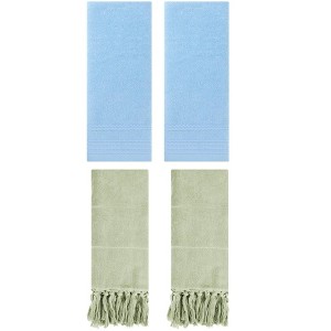 REGALWOVEN 4 Packs Striped and Tassels Hand Towels for Bathroom 14" x 30" - 1 of 4