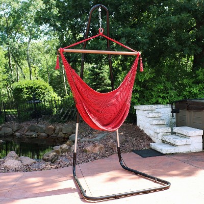 casa.pro ® Hammock Hanging Chair with Stand Camping Garden Multicolour Striped 