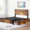 Acekool Industrial Platform Bed Frame with Wood Headboard & 4 Storage Drawers, Metal Mattress Foundation, No Box Spring Required - 2 of 4