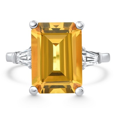 Pompeii3 Citrine & Diamond Ring White Gold Lab Created