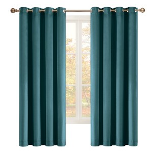 Collections Etc Lyon Grommet Top Elegant Velvet Curtain Panel - 1 of 3