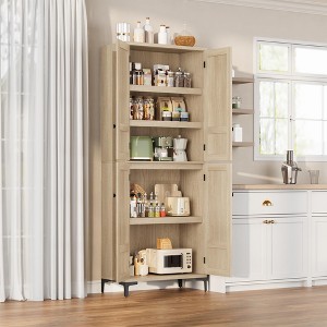 71 Inch Tall Storage Cabinet with 4 Door, Kitchen Pantry 5 Tier Bathroom Cabinet Adjustable Shelves - 1 of 4