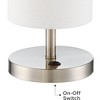 360 Lighting Heyburn Modern Accent Table Lamp 20" High Brushed Steel with USB and AC Power Outlet in Base Off White Cylinder Shade for Bedroom Desk - 3 of 4