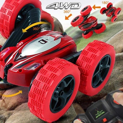 Angel Sar 360° Flip Stunt RC Car, 4WD Double-Sided Remote Control Race Car with 2.4GHz Control, Off-Road Toy for Kids Indoor Outdoor Play, Red