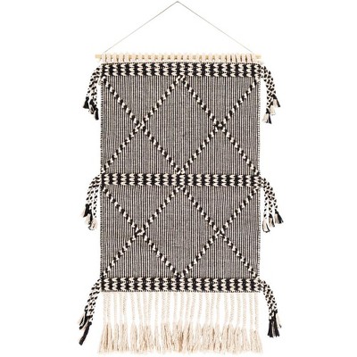Livabliss Zanafi Tassels 36"H x 24"W Bohemian/Global Black Wall Tapestries