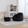 ORRD Pumpkin Shape Bean Bag Chair with Ottoman, Plush Chenille Reading Chair & Lounge Sofa with Pillow for Adults, Living Room, Bedroom，Beige - 3 of 4