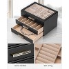 Jewelry Box for Women, Glass Lid Jewelry Organizer with 3 Drawers for Necklaces Rings Earrings Bracelets-Black - 3 of 4