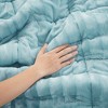 Sapphtopaz Comforter Set Bedding Quilt Set Pleated Faux Fur Solid Color Quilt Mini Set 3 Piece 1 Quilt, 2 Standard Pillow Shams - 2 of 4