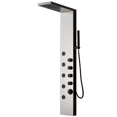 BWE 5-Jet Rainfall Shower Panel Tower System with Rainfall Waterfall Shower Head and Shower Wand