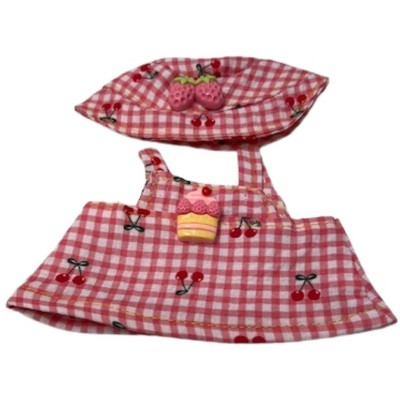 Doll Clothes Superstore Cherry Delicious Sundress with Matching Hat for 17.5 cm Labubu Dolls