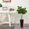 Nearly Natural 39-in Fiddle Leaf Fig Artificial Tree in Bamboo Planter - image 3 of 4