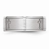 Black Bow Jewelry 8mm Cobalt Budded Cross Ridged Edge Comfort Fit Band - 4 of 4