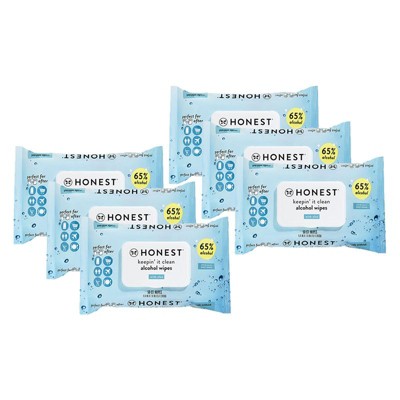 The Honest Company Sanitizing Alcohol Wipes Kills 99% of Germs Made With Aloe Unscented 100ct (2 Pks of 50), 200ct (4 Pks of 50), 300ct (6 Pks of 50)