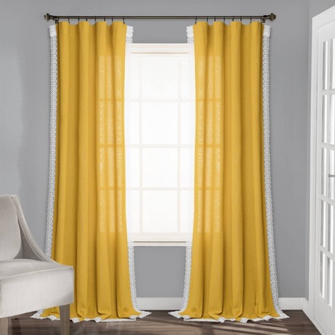 Set Of 2 84 X54 Rosalie Light Filtering Window Curtain Panels Yellow Lush Décor Target
