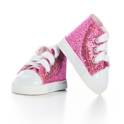 The Queen's Treasures 18 Inch Doll  Pink Sparkle Sneakers and Shoe Box