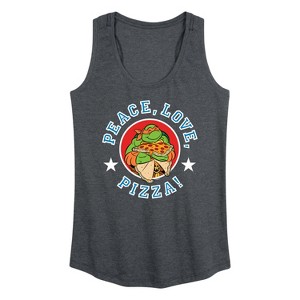 Women's - Teenage Mutant Ninja Turtles - Peace Love Pizza Graphic Racerback Tank - 1 of 4