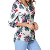 Nlife Women's Casual V Neck Floral Print 3/4 Length Sleeve Blouses Tropical Hawaiian Shirt Tops - 3 of 4