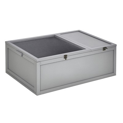 PawHut 37” Wooden Tortoise House Turtle Terrarium/ Small Reptile Enclosure with Two Room Design