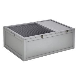 PawHut 37” Wooden Tortoise House Turtle Terrarium/ Small Reptile Enclosure with Two Room Design - 1 of 4