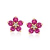 Ross-Simons 2.70 ct. t.w. Rhodolite Garnet and .10 ct. t.w. White Zircon Flower Jewelry Set: Earrings and Necklace in 18kt Gold Over Sterling Size 18 - 4 of 4