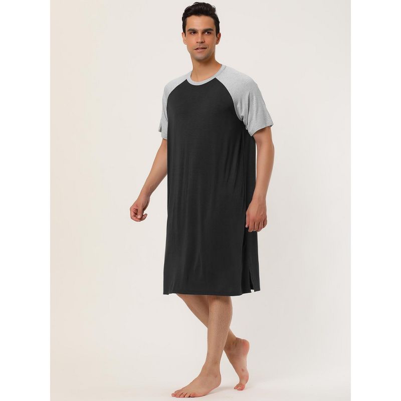 Lars Amadeus Men's Comfy Lounge Soft Loose Short Sleeves Sleep Nightgown, 4 of 7