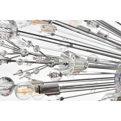 Elegant 34-Light Crystal Starburst Pendant in Chrome