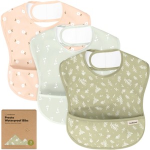 KeaBabies 3pk Presto Baby Bibs Waterproof with Food Catcher, Lightweight Toddler Bibs for Eating - 1 of 4