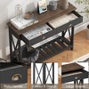 ORRD 40" Farmhouse Console Table with Drawer, Narrow Rustic Entryway Sofa Table with Storage Shelf（White） - 4 of 4