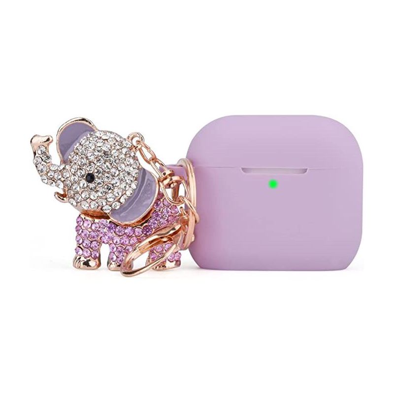 Worryfree Gadgets Case Compatible with Airpods 3 Case Cover Soft Silicone Protective Case for Airpods Case with Bling Elephant Keychain, 1 of 8