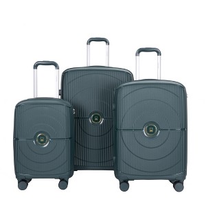 URECOVER NEW Lightweight Hardshell Luggage Set, Double Spinner Wheels, 3-Piece PP Suitcase with TSA Lock (20/24/28), Green - 1 of 4