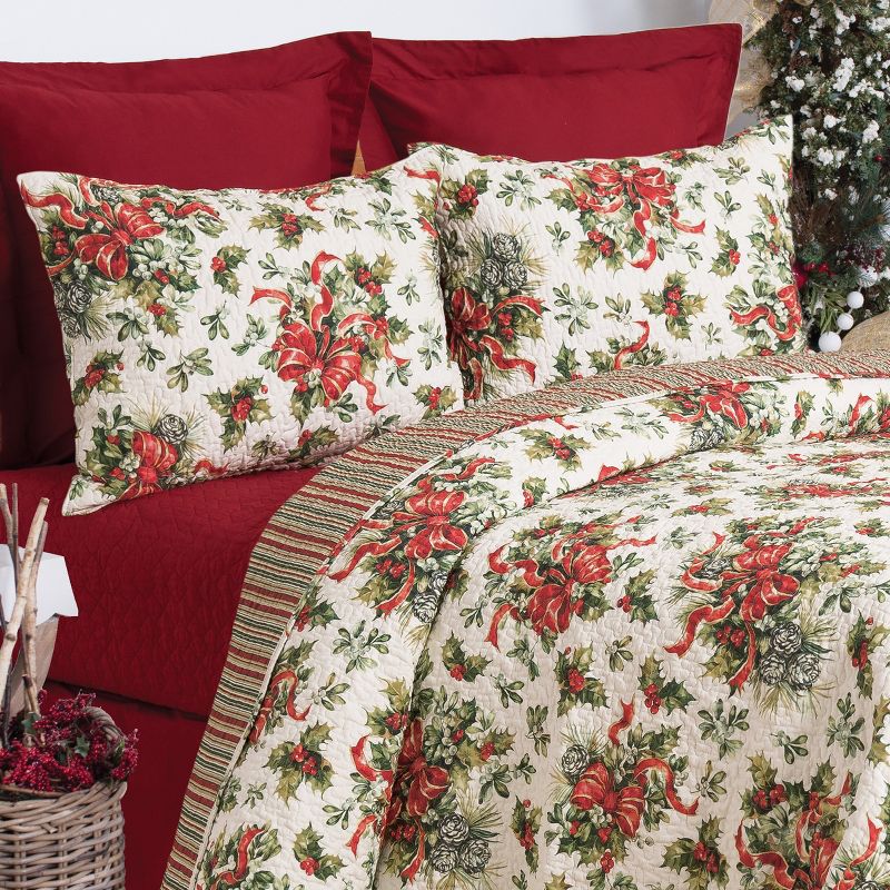 C&F Home Holiday Ribbon Cotton Quilt Set  - Reversible and Machine Washable, 2 of 7