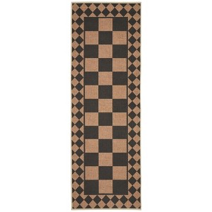 Checkerboard Rugs Easy Cleaning Easy Jute Floor Mats, Modern Geometric Indoor Outdoor Carpet, Non-Slip Foldable Accent Rug - 1 of 4