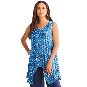 Roaman's Women's Plus Size Fit-And-Flare Tunic Sweater - 26/28, Blue
