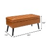CAVINAS Linen Fabric Storage Ottoman Bench with Tufted Top and Wood Legs,Upholstered Storage Ottoman,Storage Bench for Living Room,Bedroom - 3 of 4