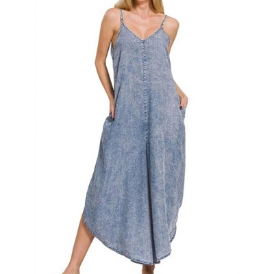 Women's Zenana Lyocell Acid-Washed Jumpsuit - Trendsi