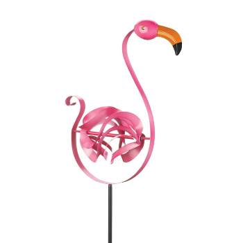 12" Iron Flamingo Garden Stake Pink - Zingz & Thingz