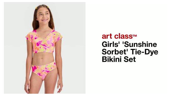Girls&#39; &#39;Sunshine Sorbet&#39; Tie-Dye Bikini Set - art class&#8482;, 2 of 5, play video