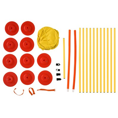 PawHut 4-Piece Yellow Dog Agility Training Set with Tunnel and Hurdles