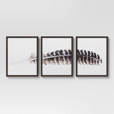 (Set of 3)16" x 20" Feather Framed Wall Art - Threshold™