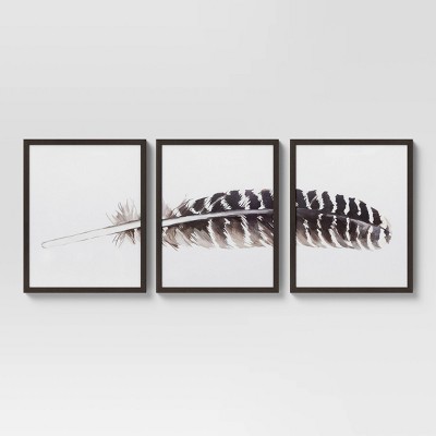 (Set of 3) 16" x 20" Feather Framed Wall Art - Threshold™