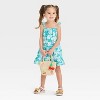 Toddler Girls' Palm Printed Tank Dress - Cat & Jack™ Turquoise Blue - 3 of 3