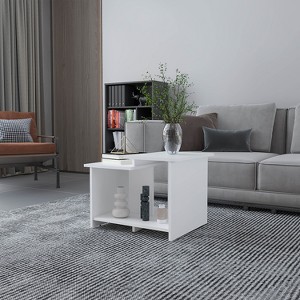 FM FURNITURE Naco Coffee Table with Open Storage, Melamine Finish, White - 1 of 1