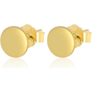14K Gold Plated Dainty Tiny Bar, Ball, Trio Ball, Delta, Circle Disc and Heart Stud Earrings - 1 of 4