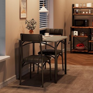 Jojoka 3 Pcs Industrial Dining Table Set for Apartment, Small Kitchen Table Set with 2 Upholstered Chairs - 1 of 4