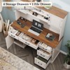 67"H Executive Desk with Hutch, Wood Workstation with 5 Drawers, Storage Cabinet & Charging Station - 3 of 4