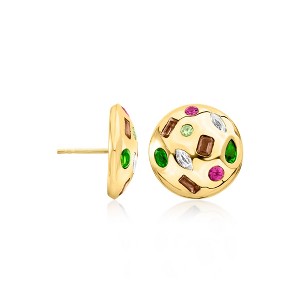 Ross-Simons 2.70 ct. t.w. Multi-Gemstone Button Earrings in 18kt Gold Over Sterling - 1 of 4