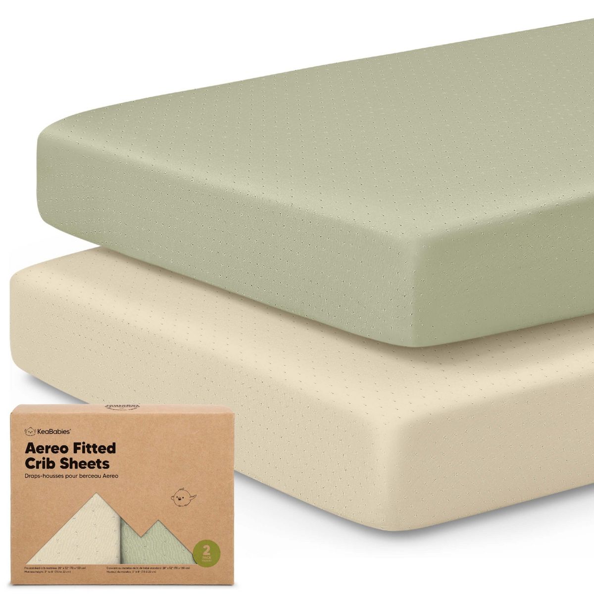 2pk Aereo Fitted Crib Sheets for Boys, Girls, 52x28 Standard Baby Crib Mattress Sheets, Bamboo Viscose Cotton