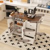 Kitchen Island Cart with Folding Tabletop, Mobile Storage Cabinet with Drop Leaf & 360° Wheels,Breakfast Bar White - 2 of 4